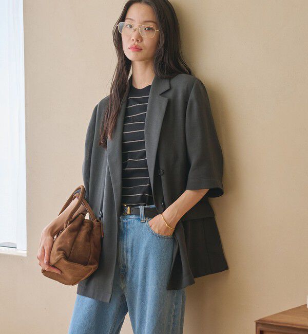 BEAUTY&YOUTH UNITED ARROWS「ポリエステル メッシュ ハーフスリーブ ジャケット ウォッシャブル」|テーラードジャケット|DK.GRAY