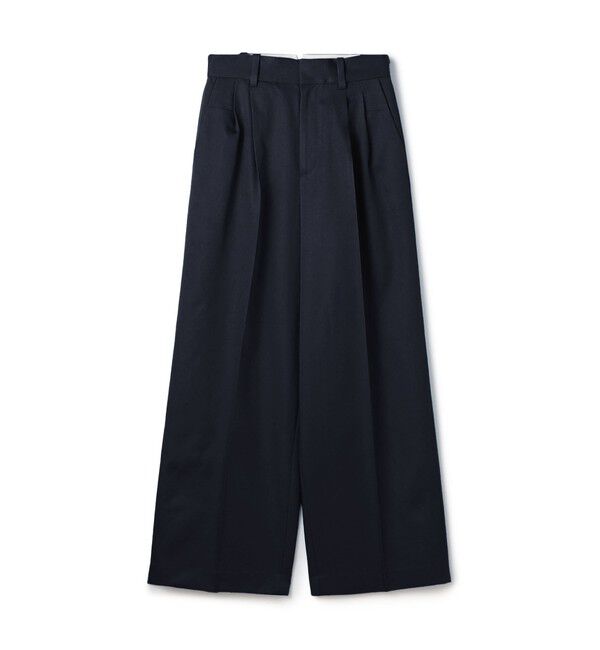 MACPHEE「ウールレーヨンツイル タックワイドパンツ」|スラックス|69 ネイビー