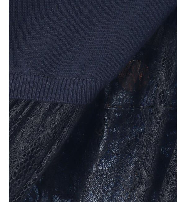 Spick and Span「《手洗い可》レースドッキング2WAYフレンチスリーブニットプルオーバー」|ニット・セーター|