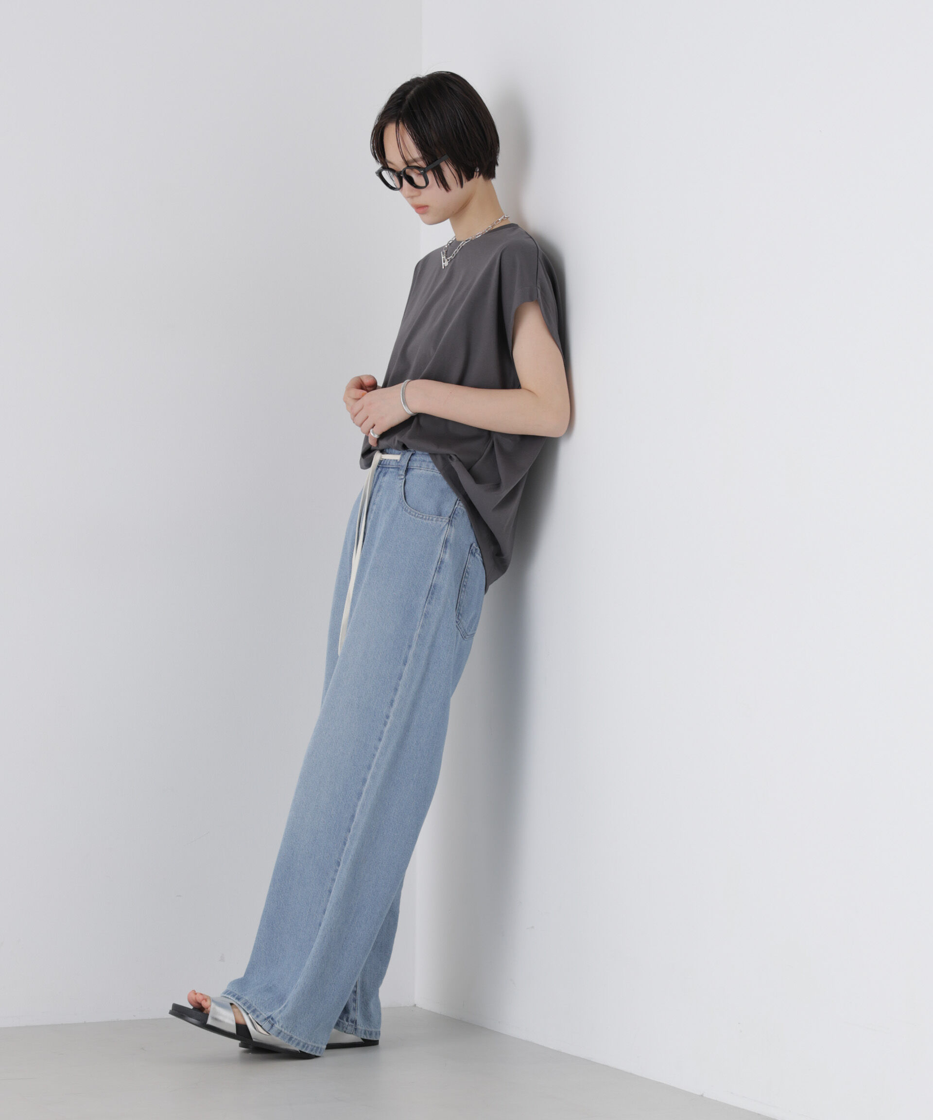 nano･universe「接触冷感コットンプレーティング天竺タックコクーントップス」|Tシャツ・カットソー|