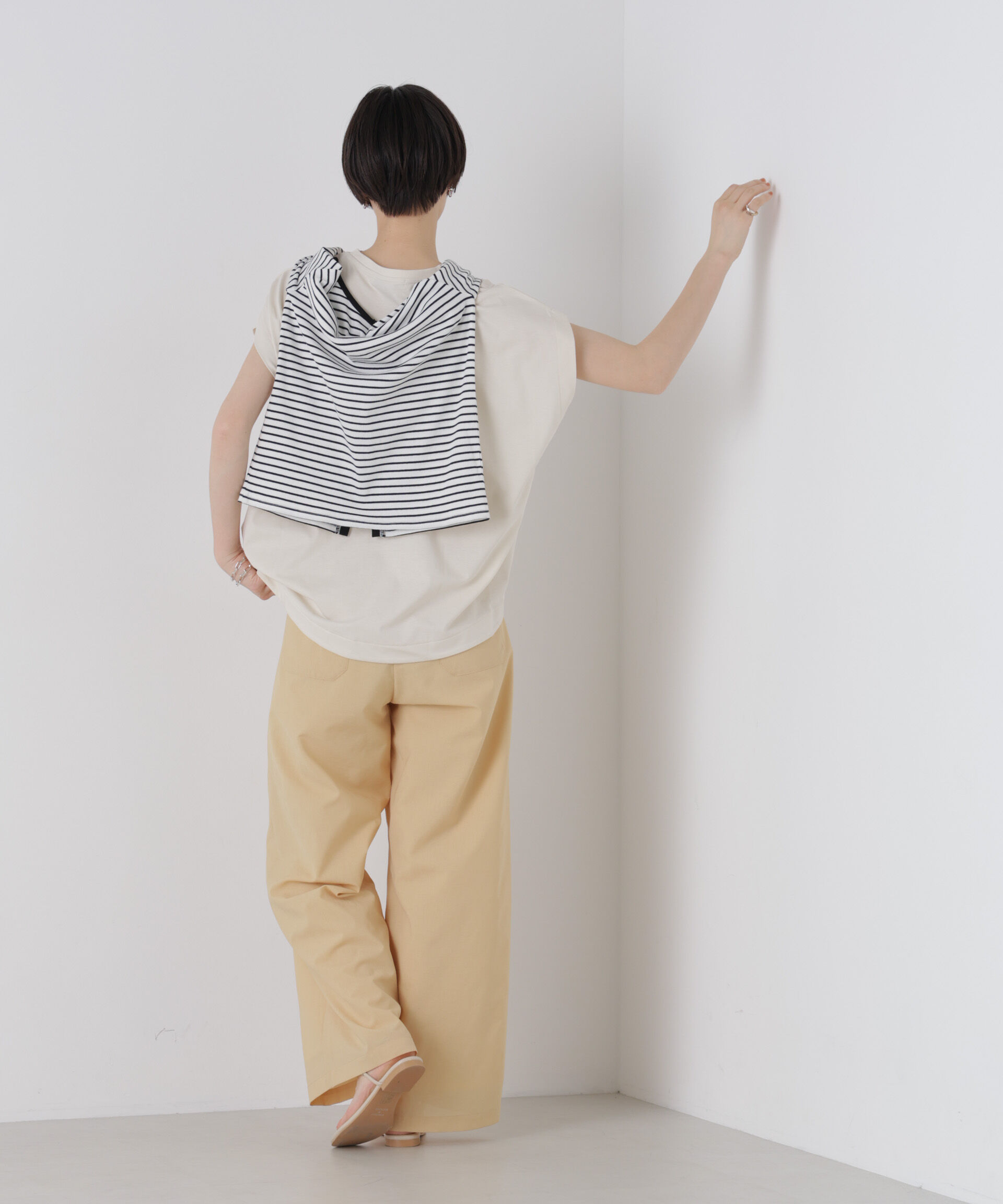 nano･universe「接触冷感コットンプレーティング天竺タックコクーントップス」|Tシャツ・カットソー|