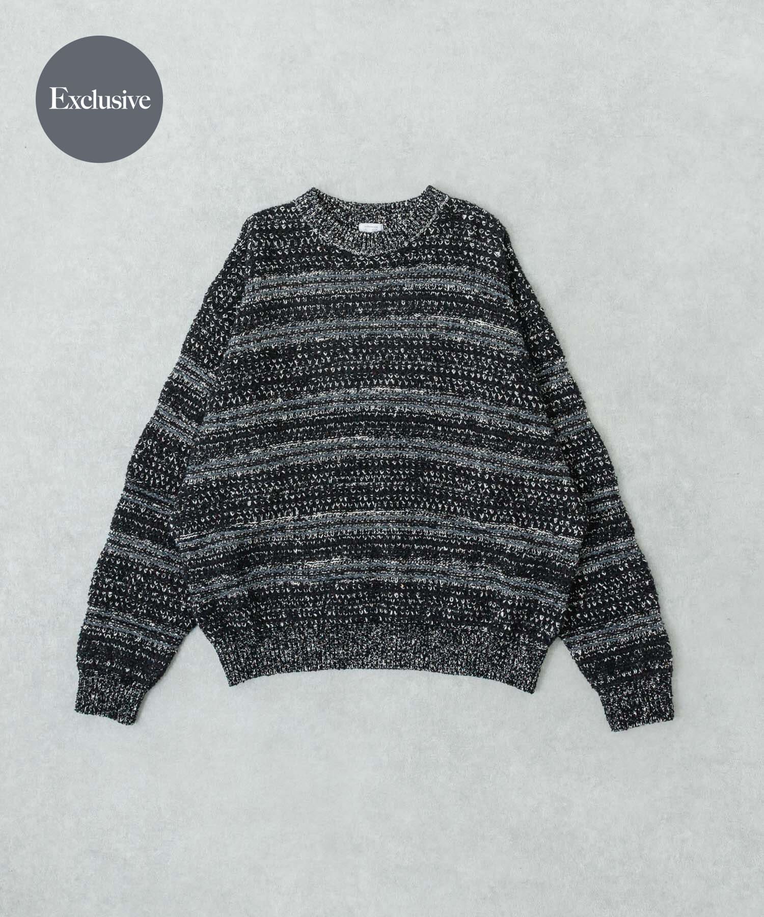 URBAN RESEARCH「『別注』crepuscule&times;URBAN RESEARCH　Multi Border Mix CREW-NECK」|ニット・セーター|ブラック