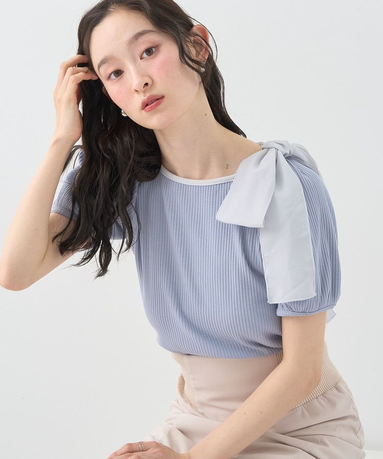 earth music&ecology「アシメ肩リボンカットソー」|Tシャツ・カットソー|
