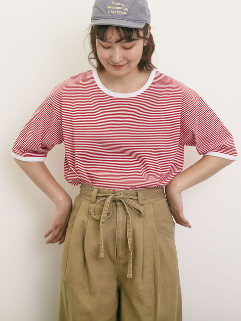 Samansa Mos2「◎ラウンドヘムボーダーカットソー」|Tシャツ・カットソー|