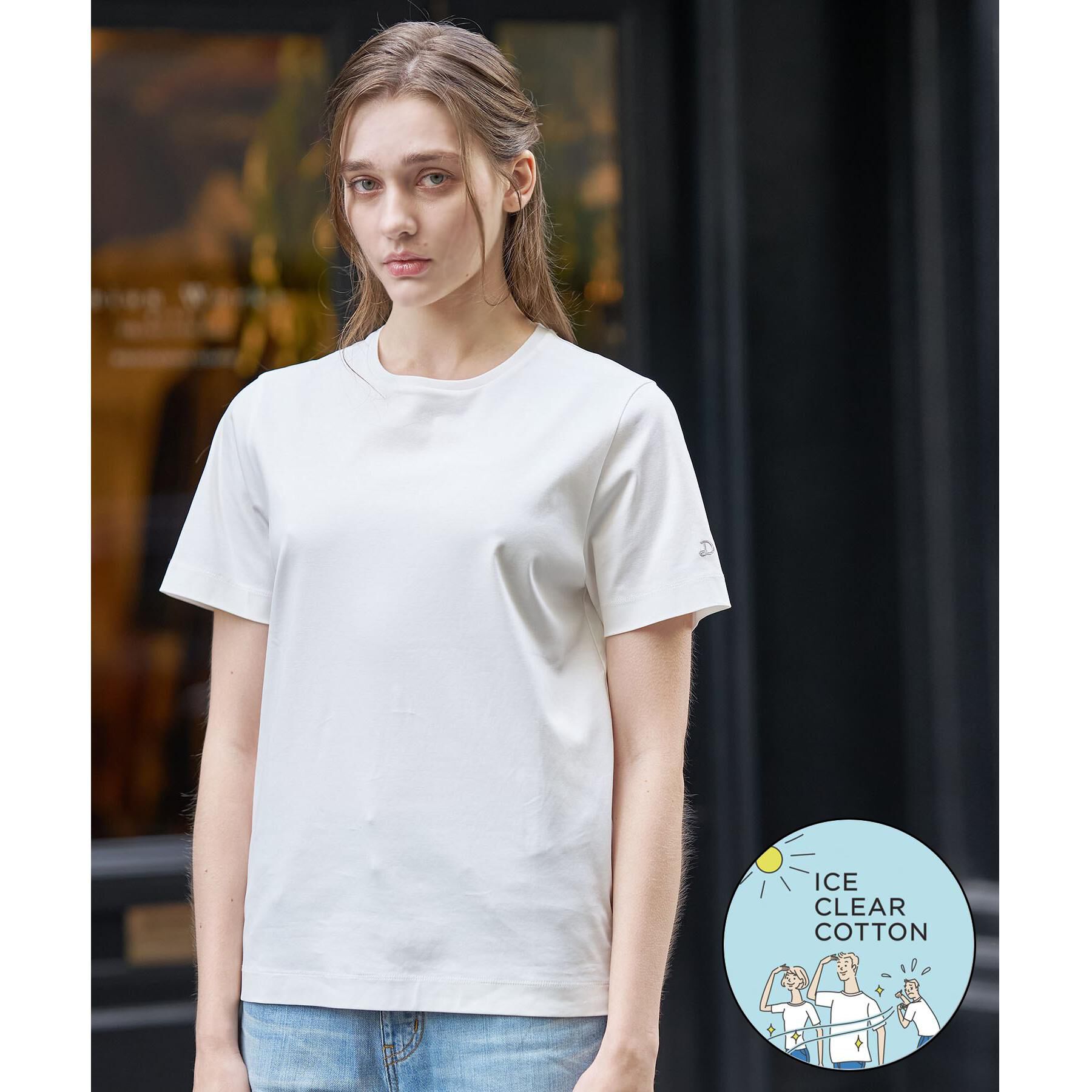DRESSTERIOR「【接触冷感／抗菌防臭／消臭】アイスクリアコットンTシャツ」|Tシャツ・カットソー|ホワイト(001)