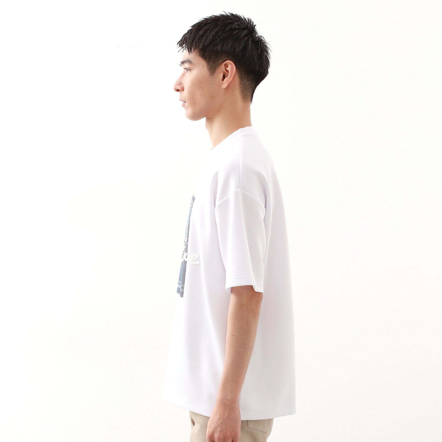THE SHOP TK「コード刺繍フォトプリント半袖Tシャツ 【洗濯機OK】」|Tシャツ・カットソー|