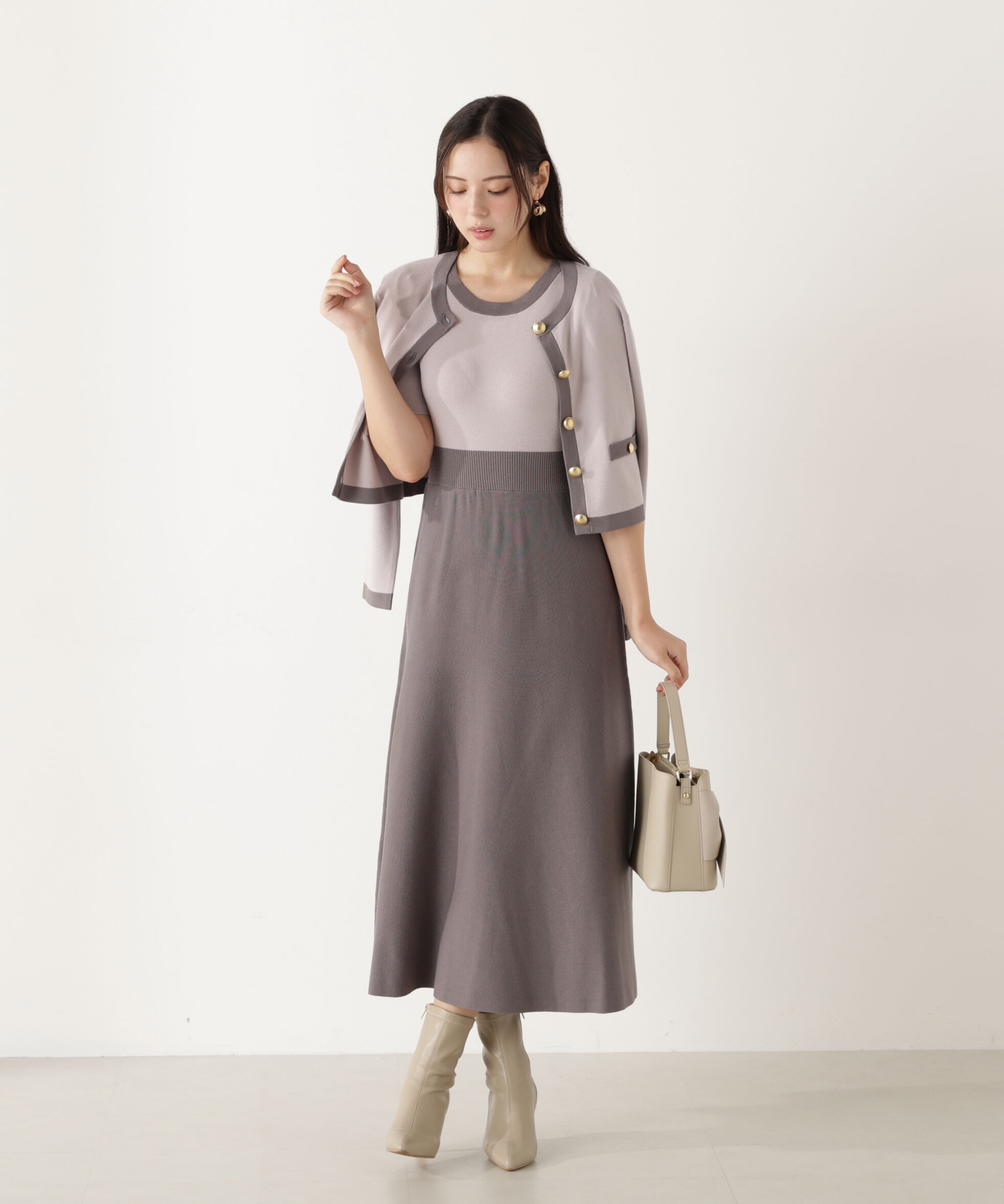 PROPORTION BODY DRESSING「バイカラーカーデセットアップ」|ワンピース|