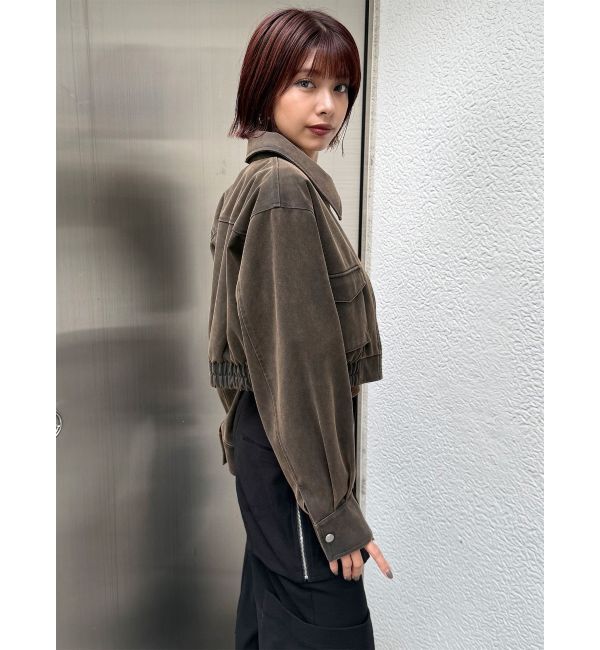MURUA「フェイクレザーショートフライトジャケット」|ブルゾン・スタジャン|