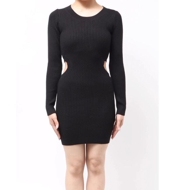 GYDA「LONG SLEEVE SIDE OPEN ニットミニワンピース」|ワンピース|