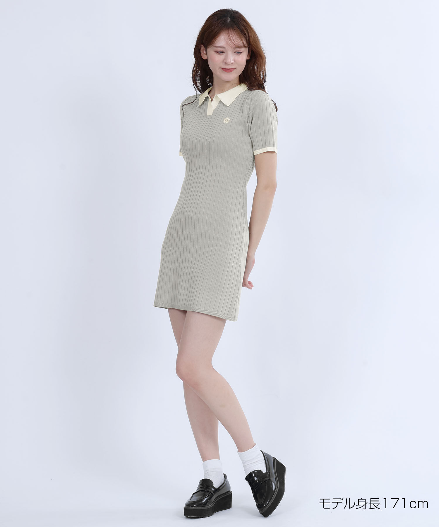 MARY QUANT「ワイドリブニット ワンピース」|ワンピース|グレー