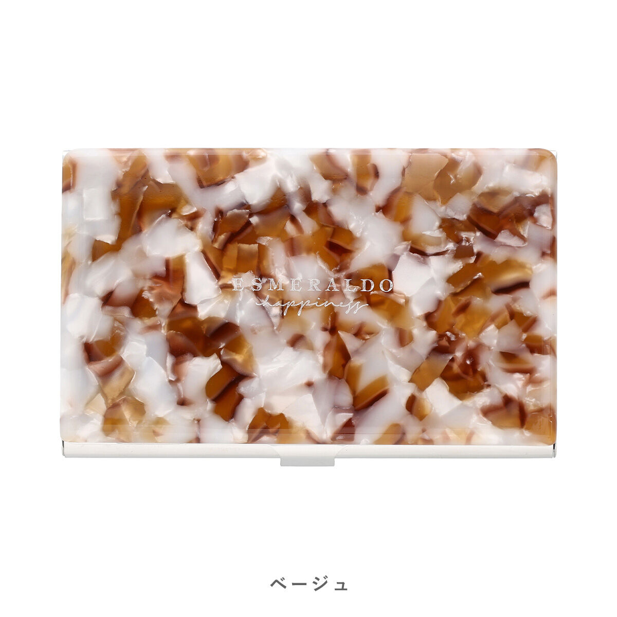  「ESMERALDO happiness エスメラルド・ハピネス スリムネームカードケース」|チャーム・キーホルダー|ベージュ