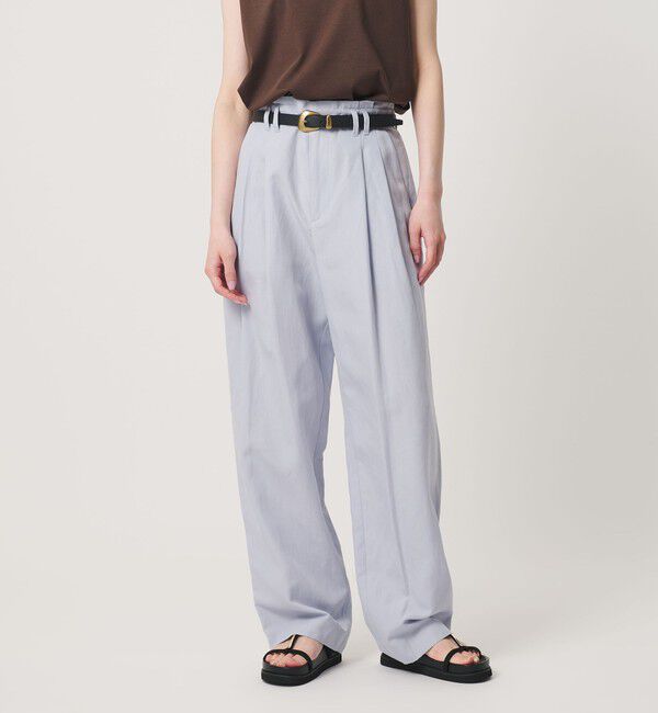 BEAUTY&YOUTH UNITED ARROWS「麻ブレンド バックゴム タック ワイドパンツ」|チノ|LT.BLUE