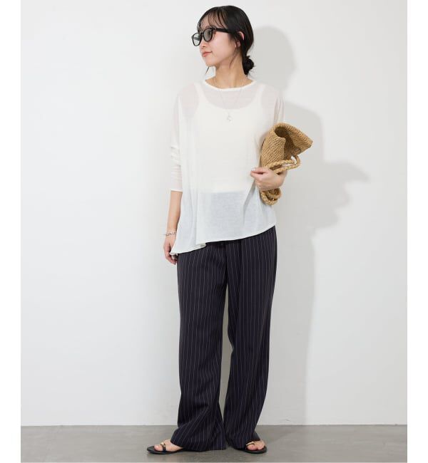 SLOBE IENA「《3サイズ展開/追加2》フィブリルストライプリラックスパンツ」|その他|