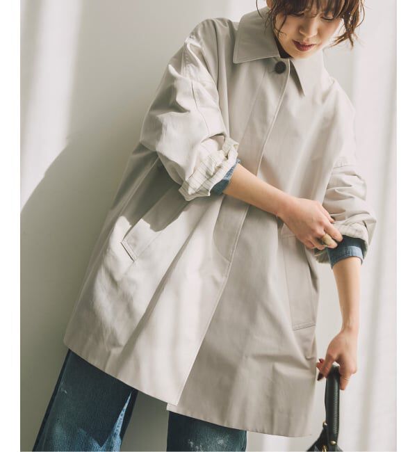 Spick and Span「T/Cギャバステンカラーハーフコート」|ステンカラーコート|