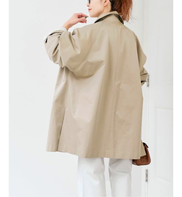 Spick and Span「T/Cギャバステンカラーハーフコート」|ステンカラーコート|