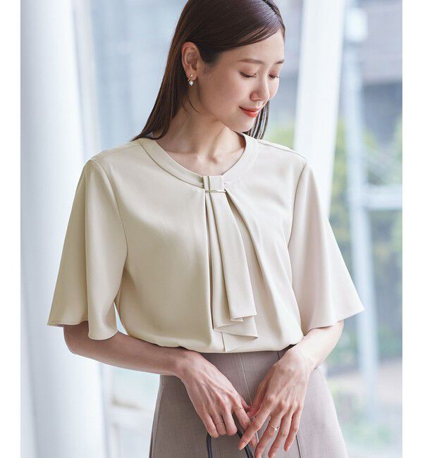 Rope&rsquo;Picnic「メタルパーツフロントフリルタイハーフスリーブブラウス」|シャツ・ブラウス|ベージュ(27)