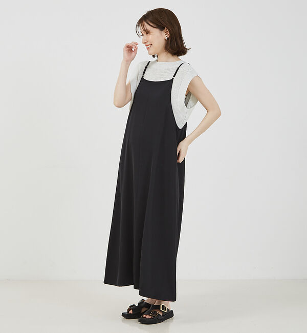 abahouse mavie「【大人のいちまんワンピ】クールタッチサテンキャミジャンスカ」|ジャンパースカート|