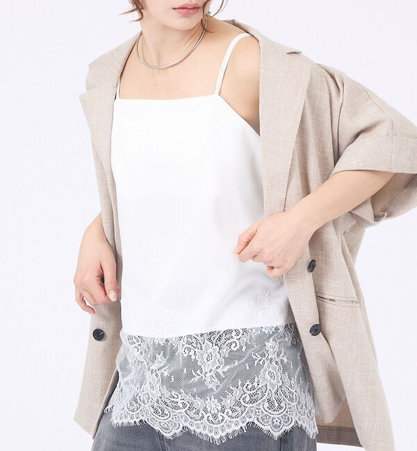 abahouse mavie「【再入荷】サテン裾レースキャミソール」|キャミソール|