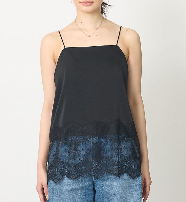 abahouse mavie「【再入荷】サテン裾レースキャミソール」|キャミソール|ブラック