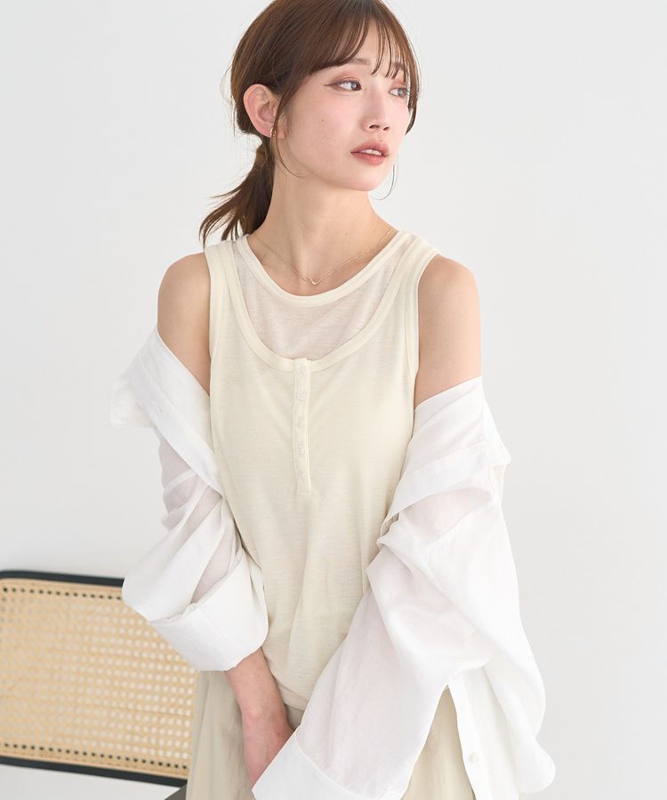earth music&ecology「シアーフライスレイヤードタンクトップ」|インナー|Ivory