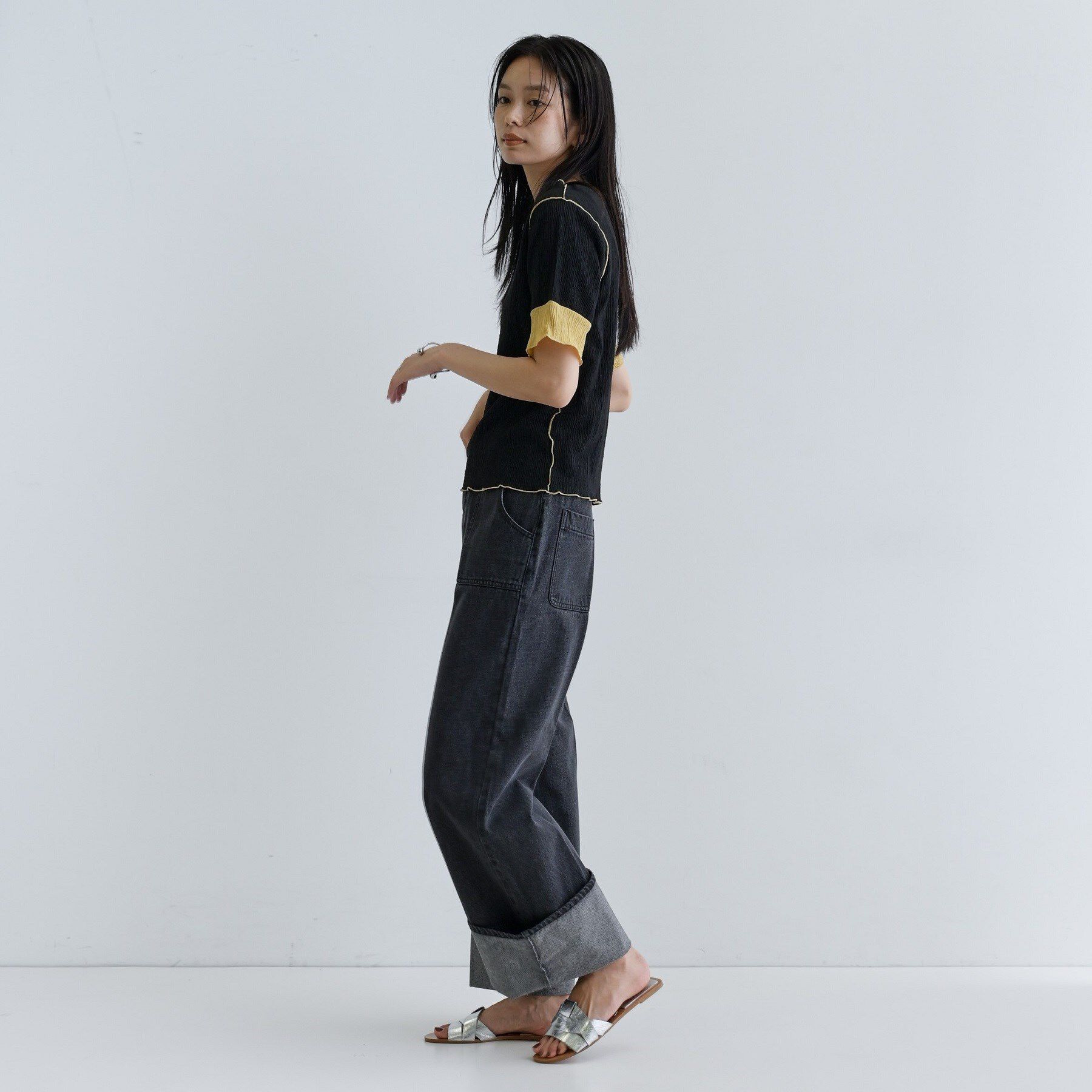 GALLEST「【一部店舗限定】バイカラープリーツカットソー」|Tシャツ・カットソー|