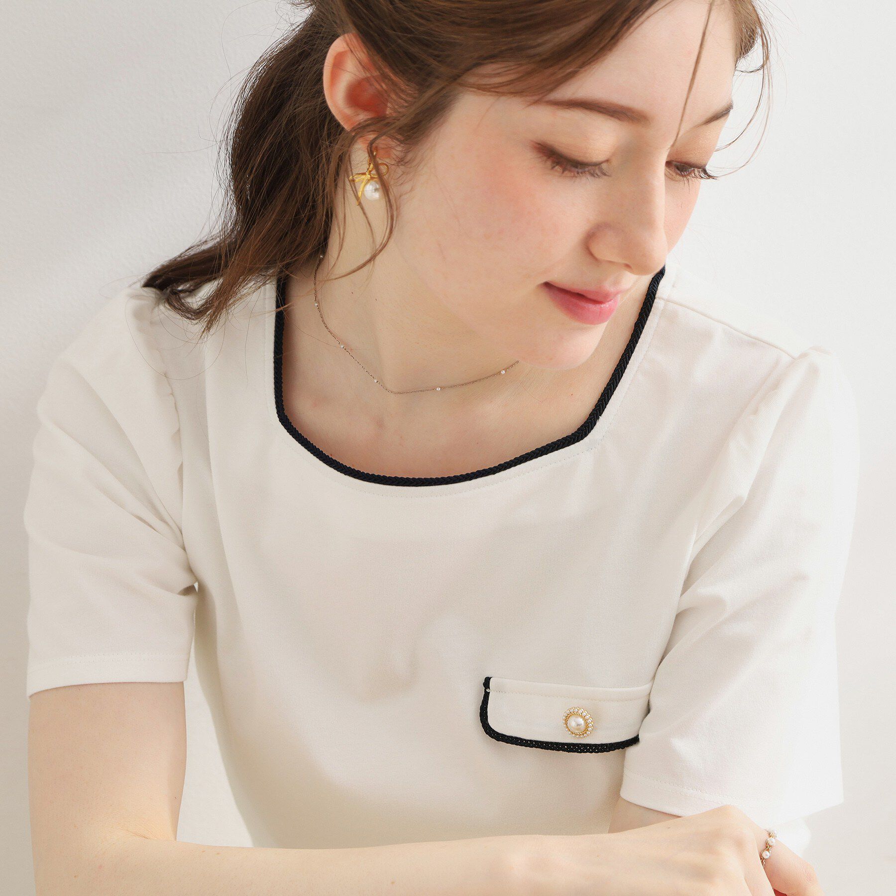 Couture broach「【接触冷感・UVカット・洗える】マリンコードTシャツ」|Tシャツ・カットソー|