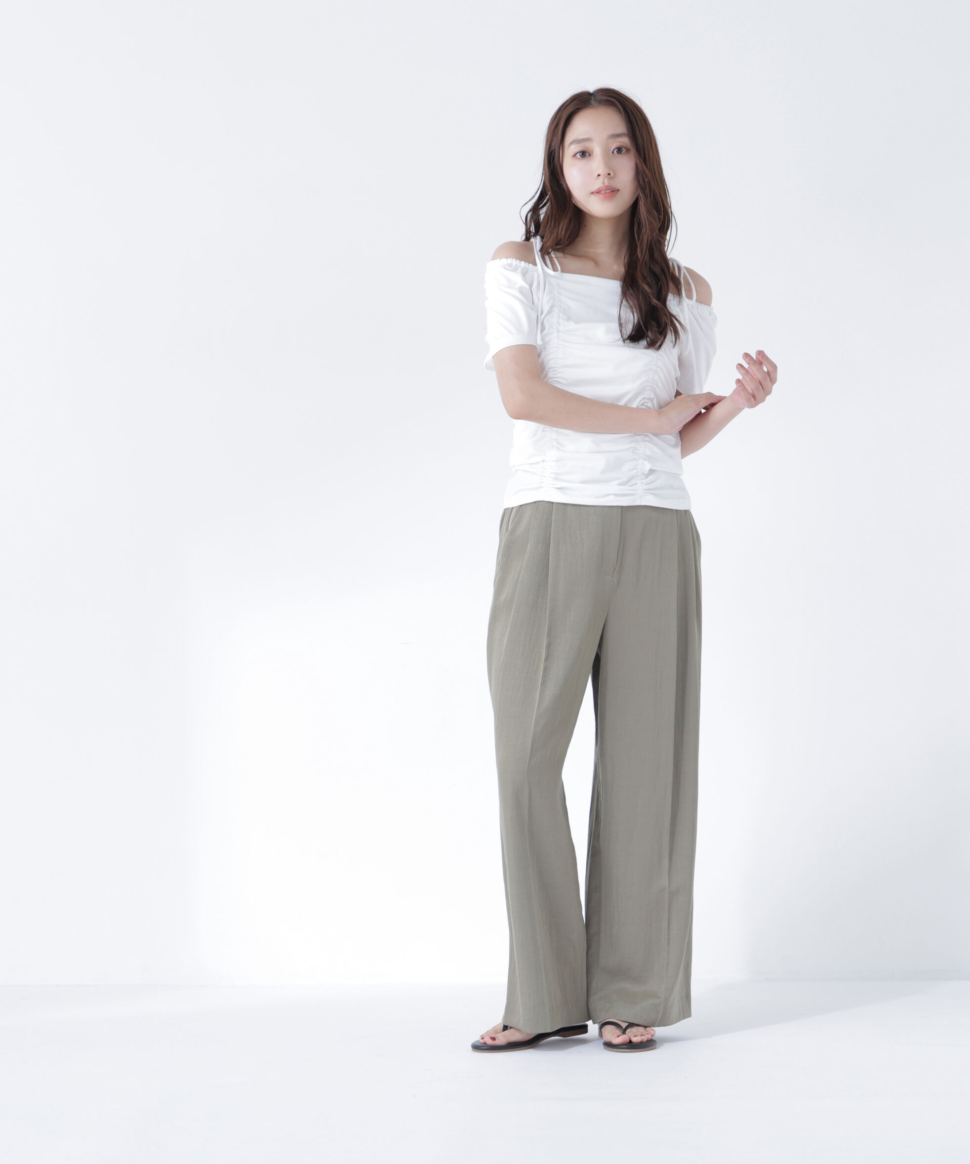  「ショルダーリボンドロストカットソー」|Tシャツ・カットソー|