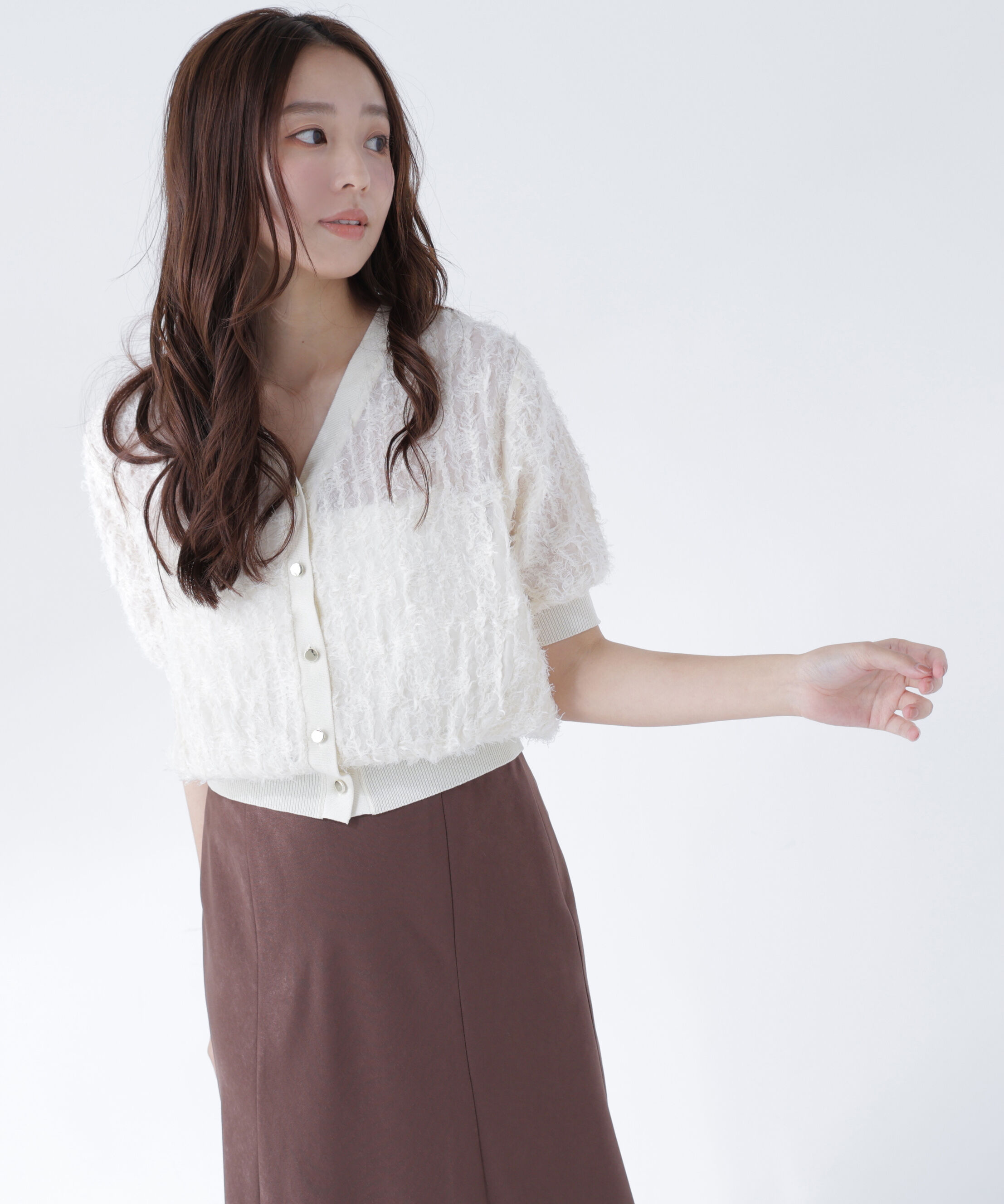  「チュール刺繍シアーカーディガン」|Tシャツ・カットソー|