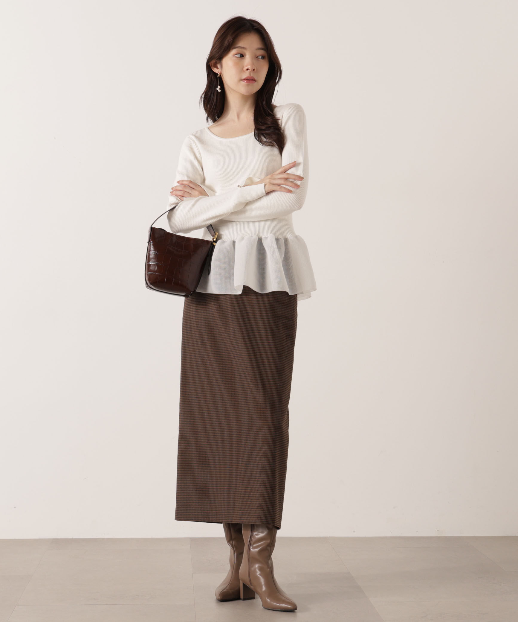 PROPORTION BODY DRESSING「ギンガムナロータイトスカート 25AW」|スカート|
