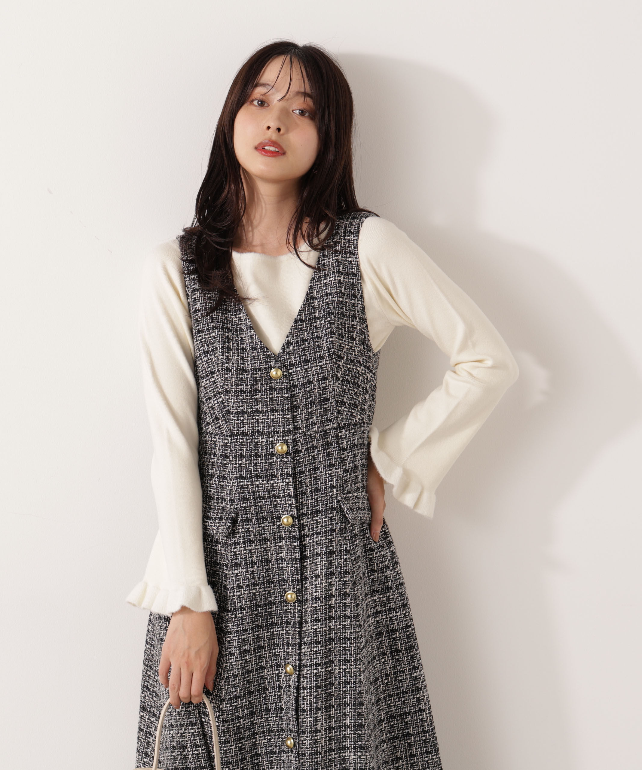 PROPORTION BODY DRESSING「ミックスツイードロングジャンスカ  25AW」|ワンピース|