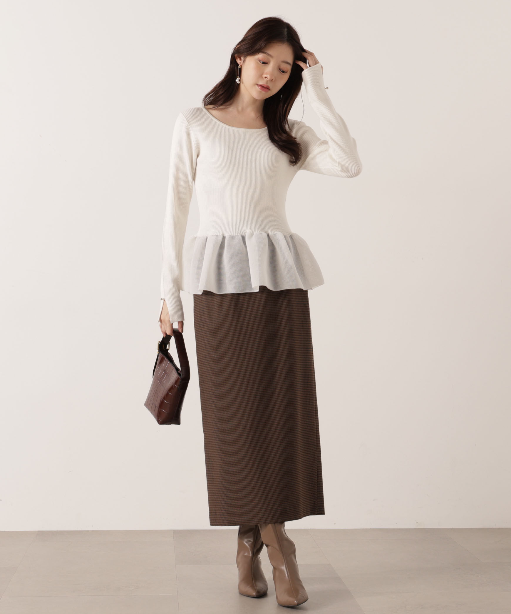 PROPORTION BODY DRESSING「＜ウォッシャブル＞ペプラムリブニット 25AW」|ニット・セーター|