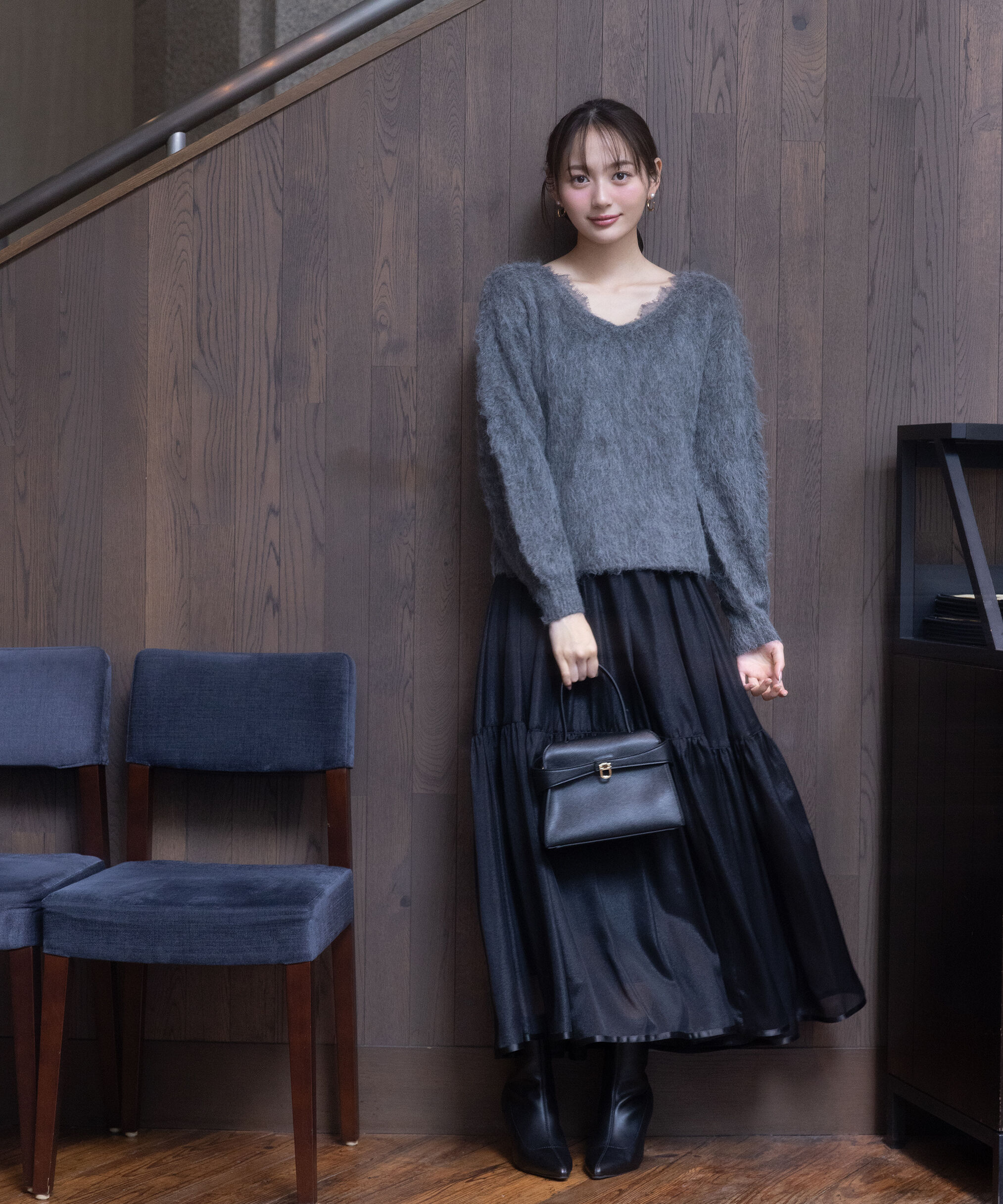 PROPORTION BODY DRESSING「襟元レースニットトップ 25AW」|ニット・セーター|