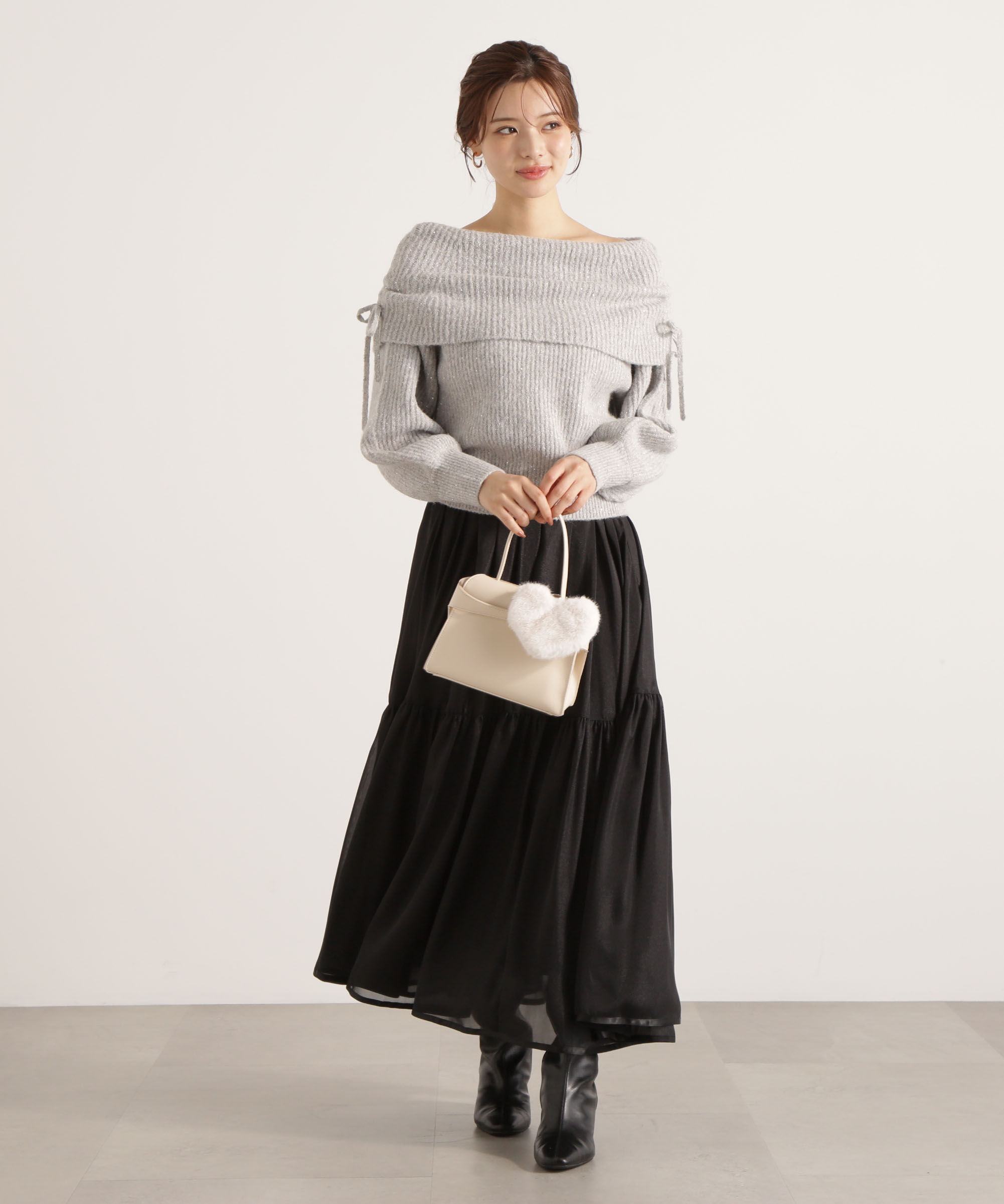 PROPORTION BODY DRESSING「リボン付きオフショルニット 25AW」|ニット・セーター|