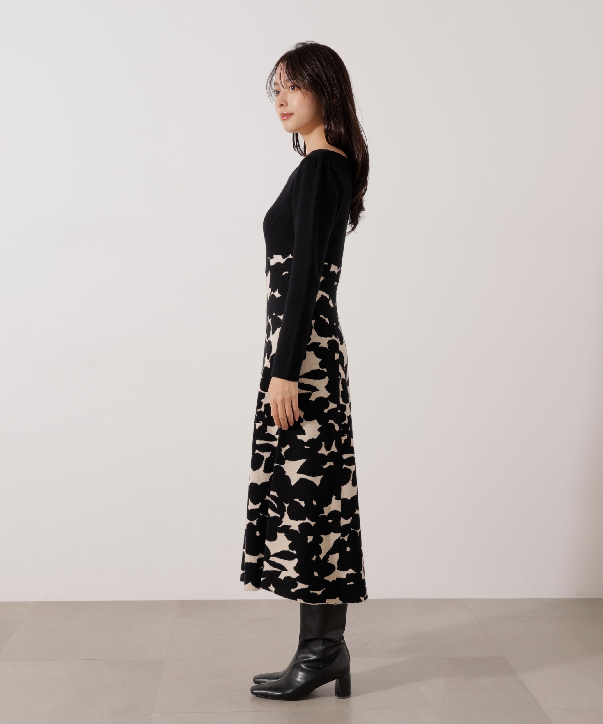 PROPORTION BODY DRESSING「＜加藤栞さん着用＞ジャガードフラワーニットワンピース」|ワンピース|