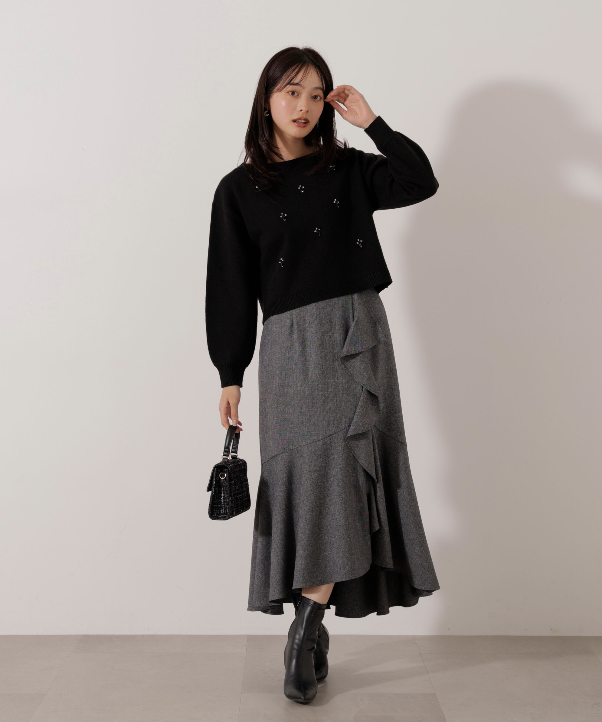 PROPORTION BODY DRESSING「ビジュー付きボックスニット」|ニット・セーター|