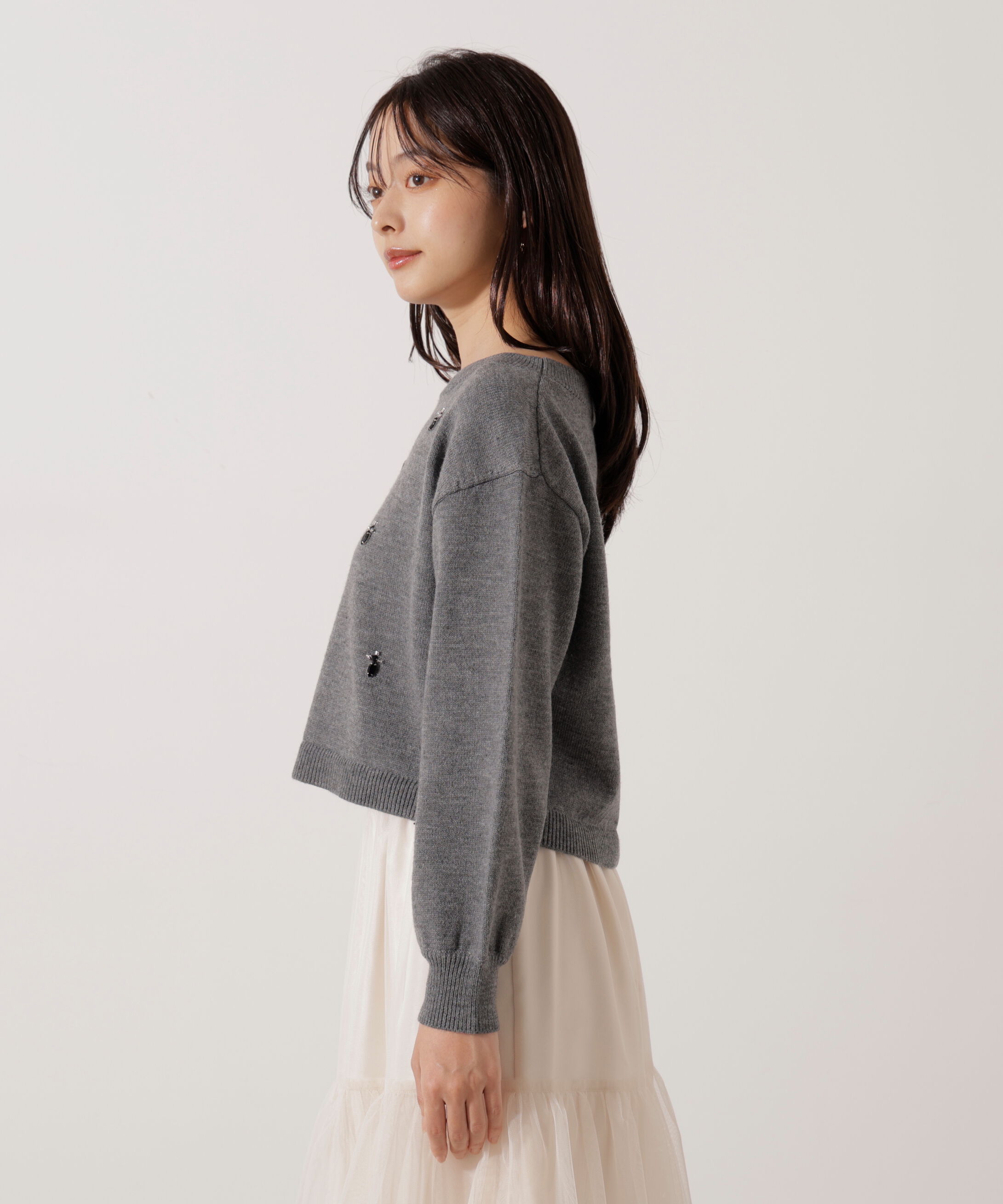 PROPORTION BODY DRESSING「ビジュー付きボックスニット」|ニット・セーター|