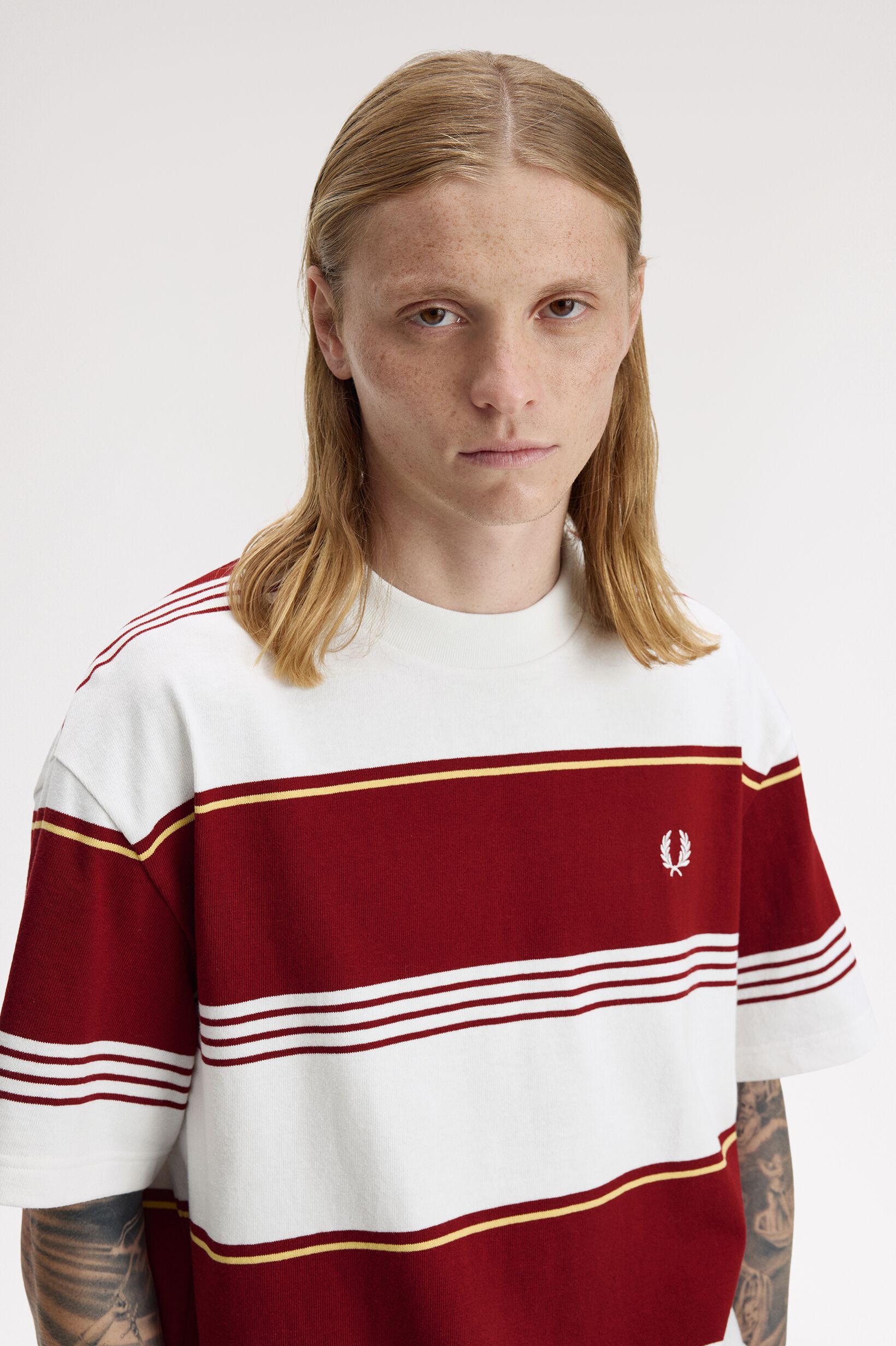 FRED PERRY 「Heavyweight Striped T-Shirt／ヘビーウェイトストライプTシャツ」|Tシャツ・カットソー|