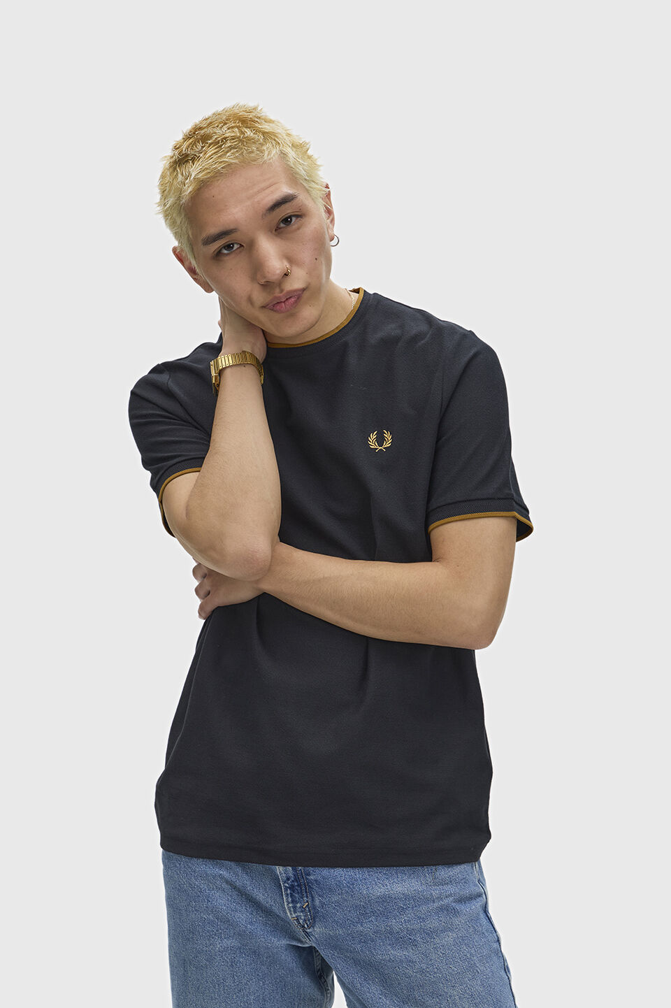 FRED PERRY 「Trim Detail Crepe Pique T-Shirt ／シングルティップTシャツ」|Tシャツ・カットソー|