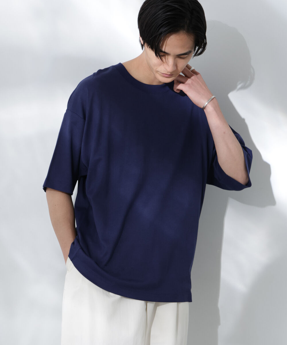 nano･universe「Anti Soaked(R)  汗染み防止 クルーネック ビッグシルエットTシャツ」|Tシャツ・カットソー|D.ブルー2