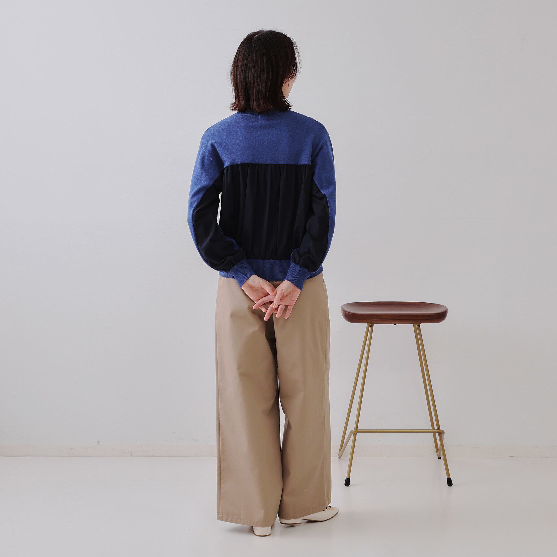 OPAQUE.CLIP「ギャザーフハクドッキングニット【洗濯機洗い可】」|ニット・セーター|