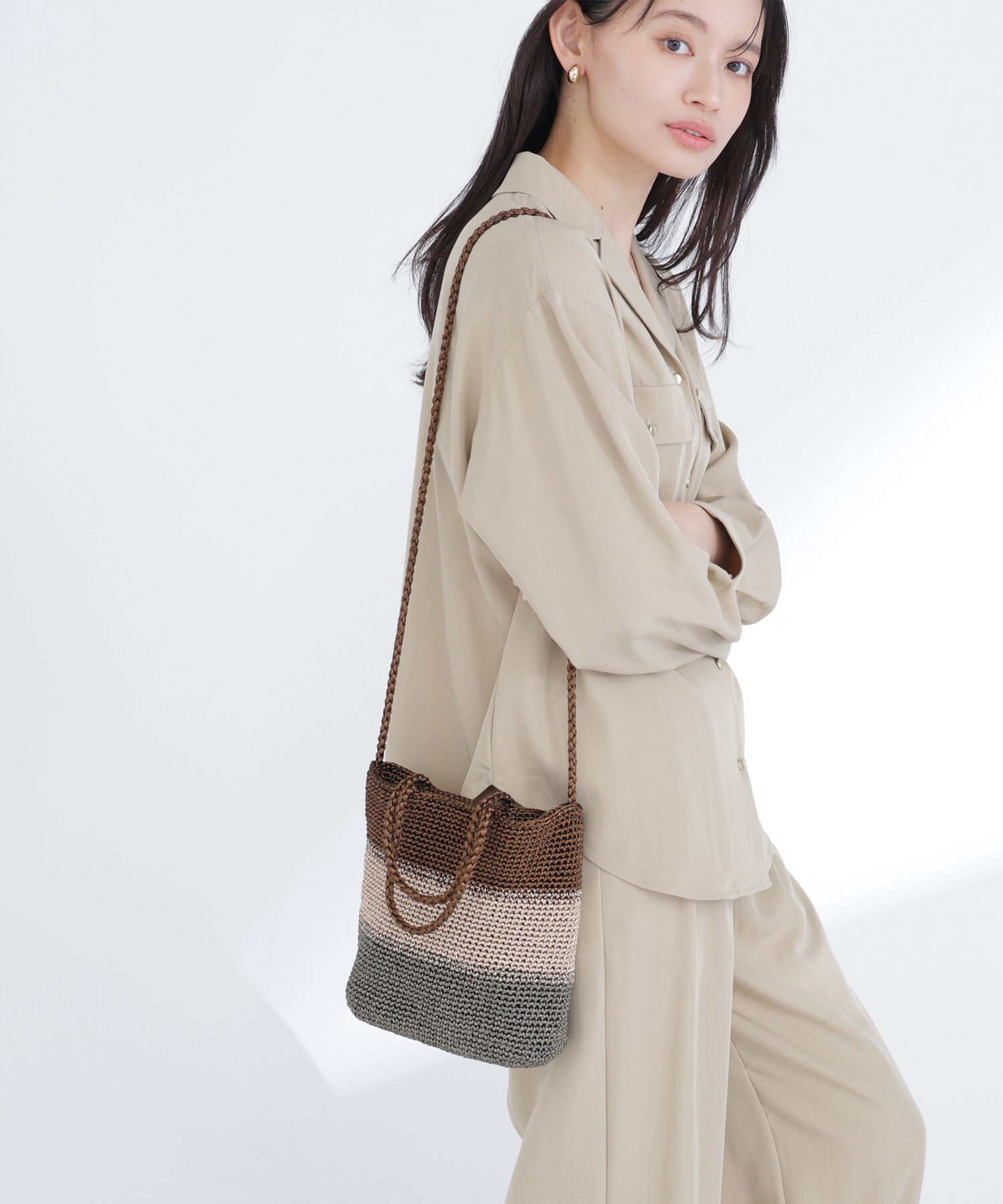  「＜Oggi.jp掲載＞メタリックボーダー2wayバッグ」|トートバッグ|