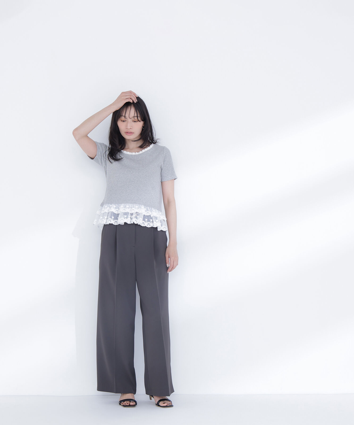  「＜骨格ウェーブ＞ハイウエストベルテッドパンツ」|その他|