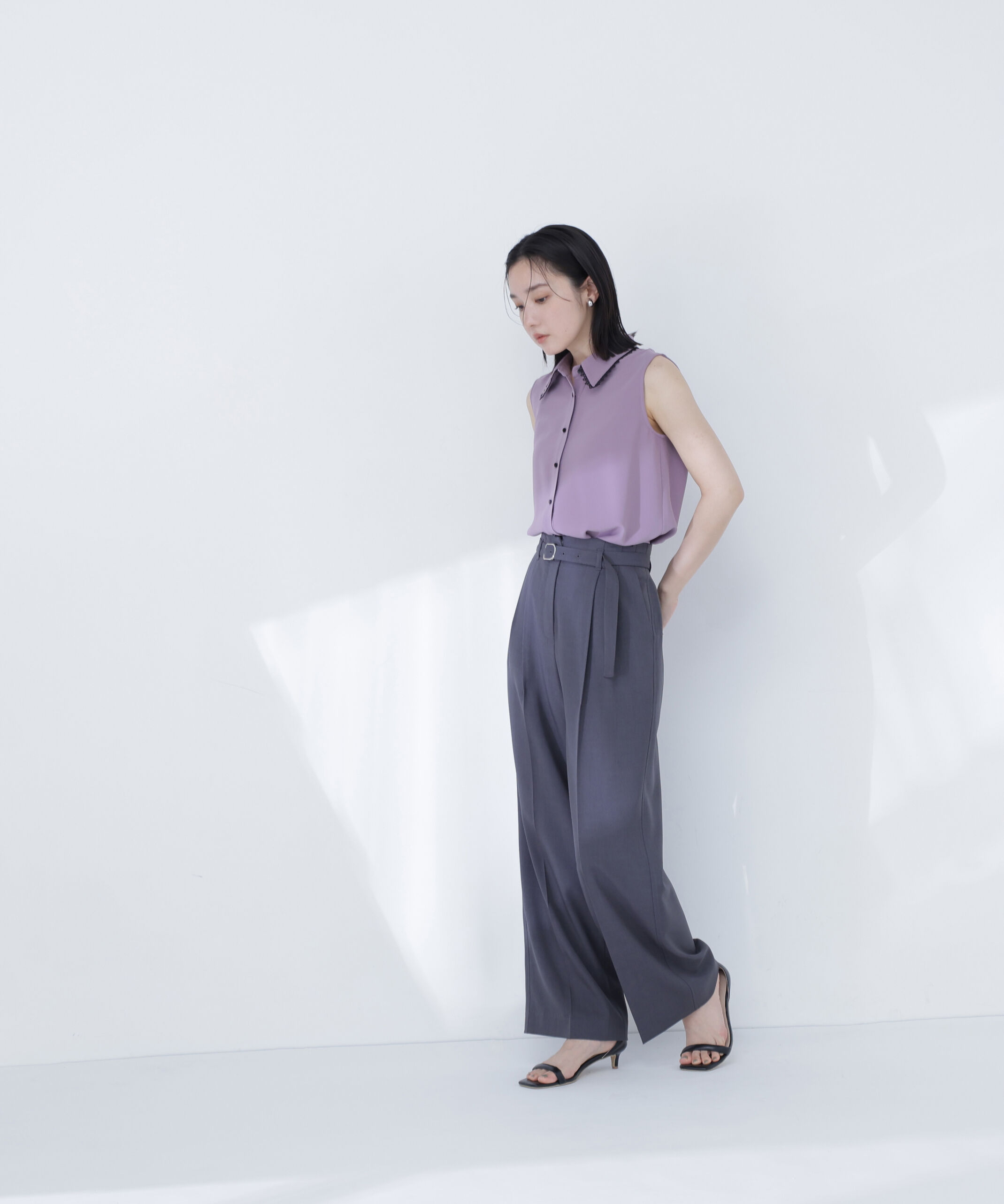  「〈山本里菜さんコラボ〉レーストリミングカラーブラウス」|シャツ・ブラウス|