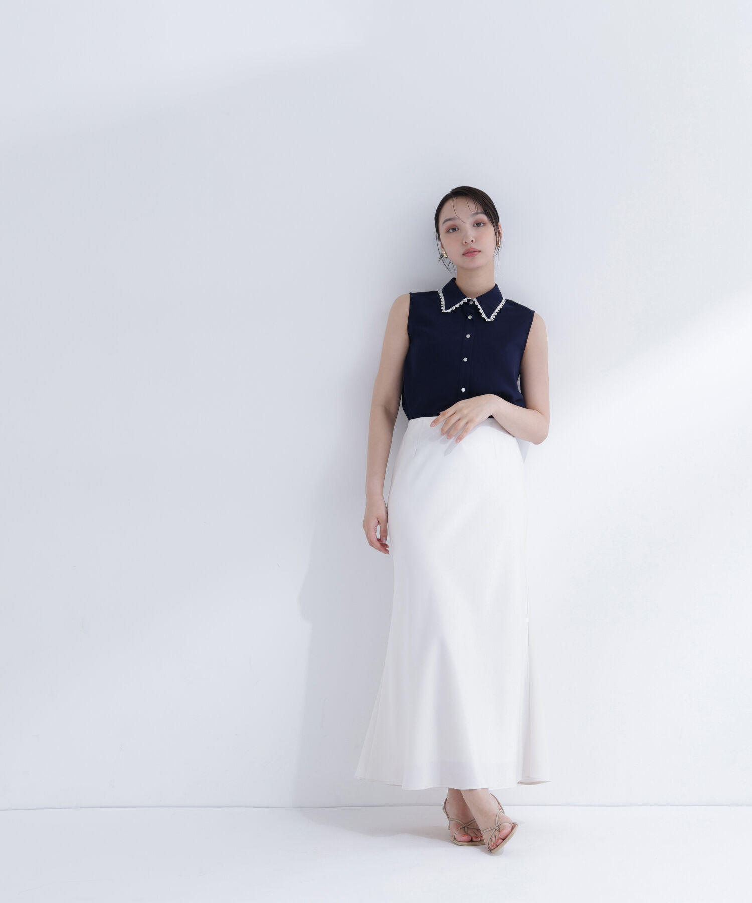  「〈山本里菜さんコラボ〉レーストリミングカラーブラウス」|シャツ・ブラウス|