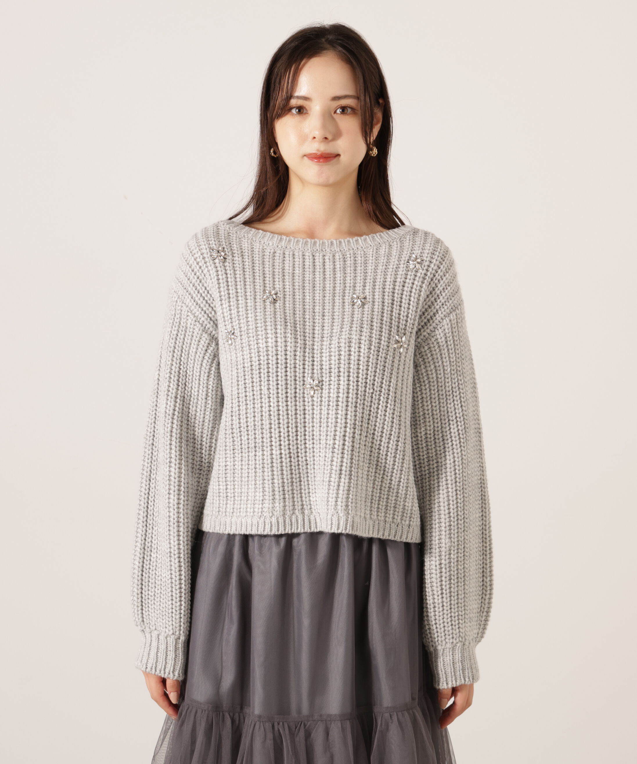 PROPORTION BODY DRESSING「ビジュー付畔ニット　25AW」|ニット・セーター|