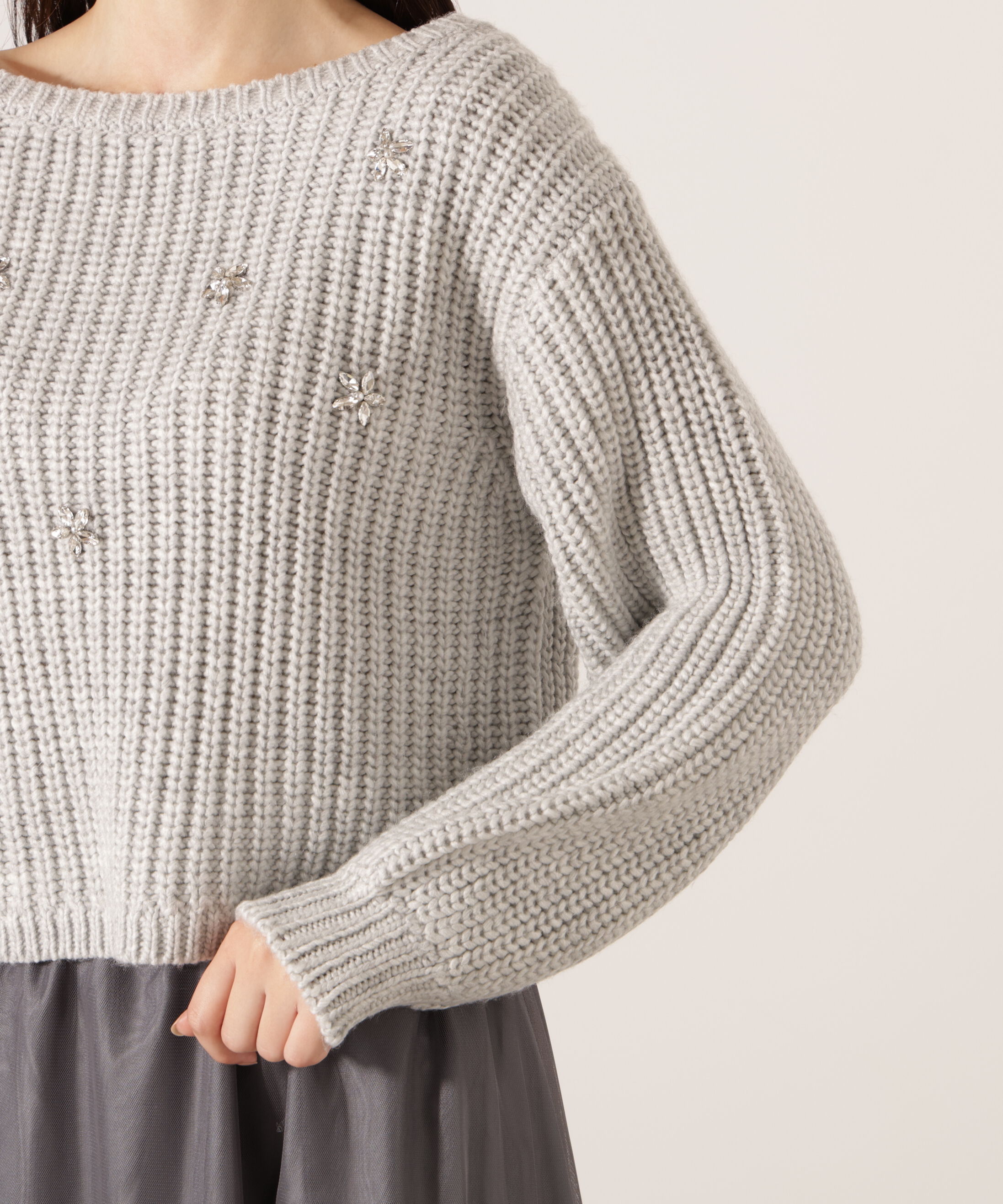 PROPORTION BODY DRESSING「ビジュー付畔ニット　25AW」|ニット・セーター|