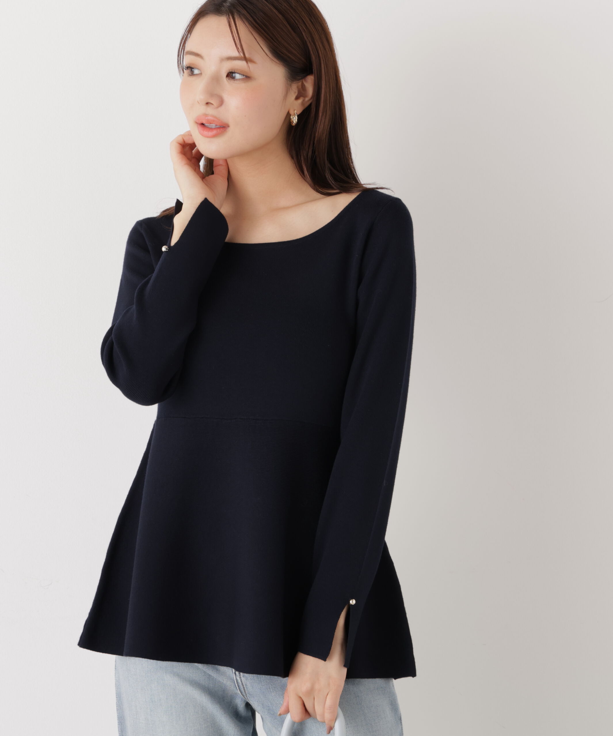 PROPORTION BODY DRESSING「ペプラムベーシックニット　26SS」|ニット・セーター|ネイビー