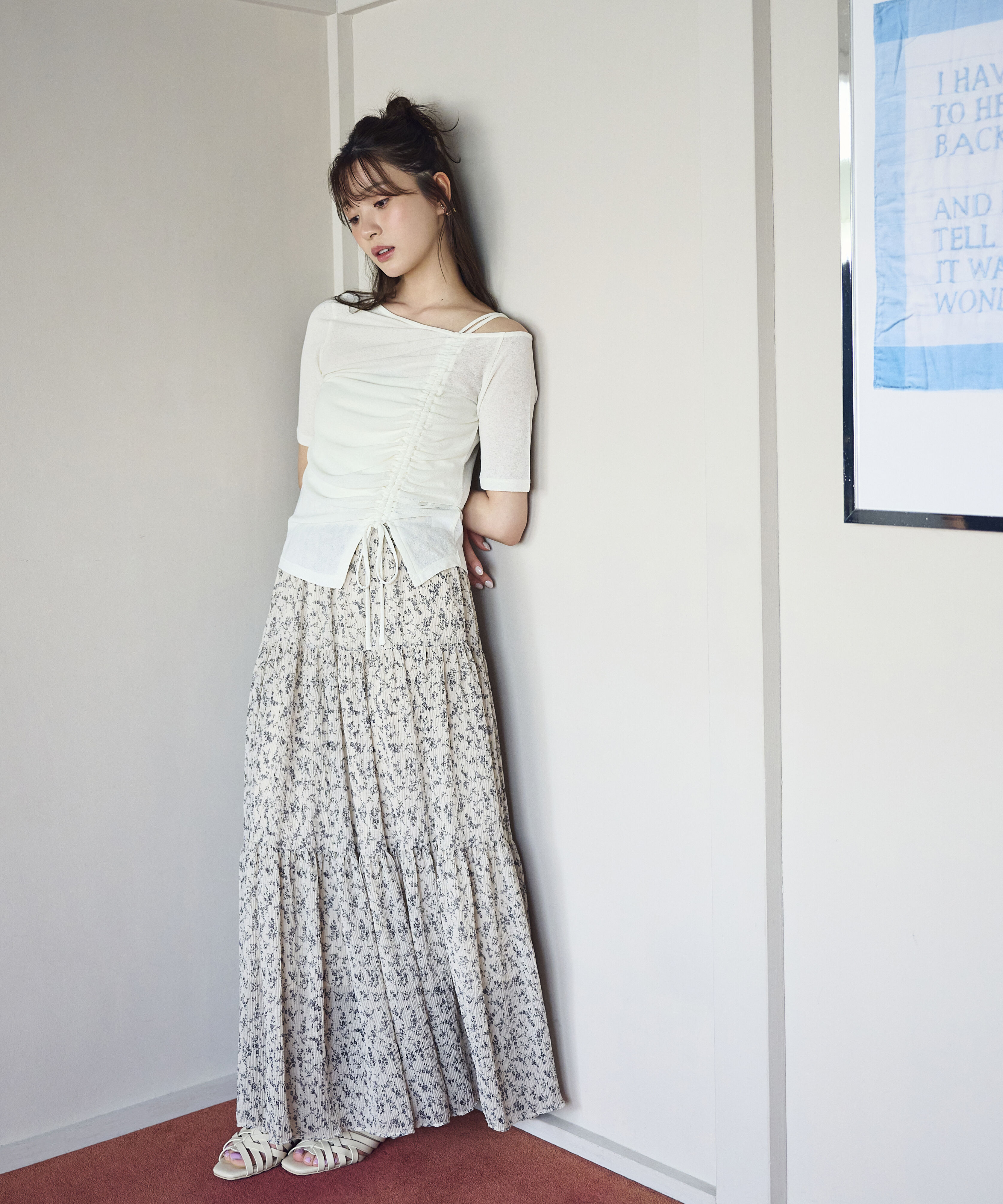 PROPORTION BODY DRESSING「小花プリーツロングスカート26SS」|スカート|エクリュ1