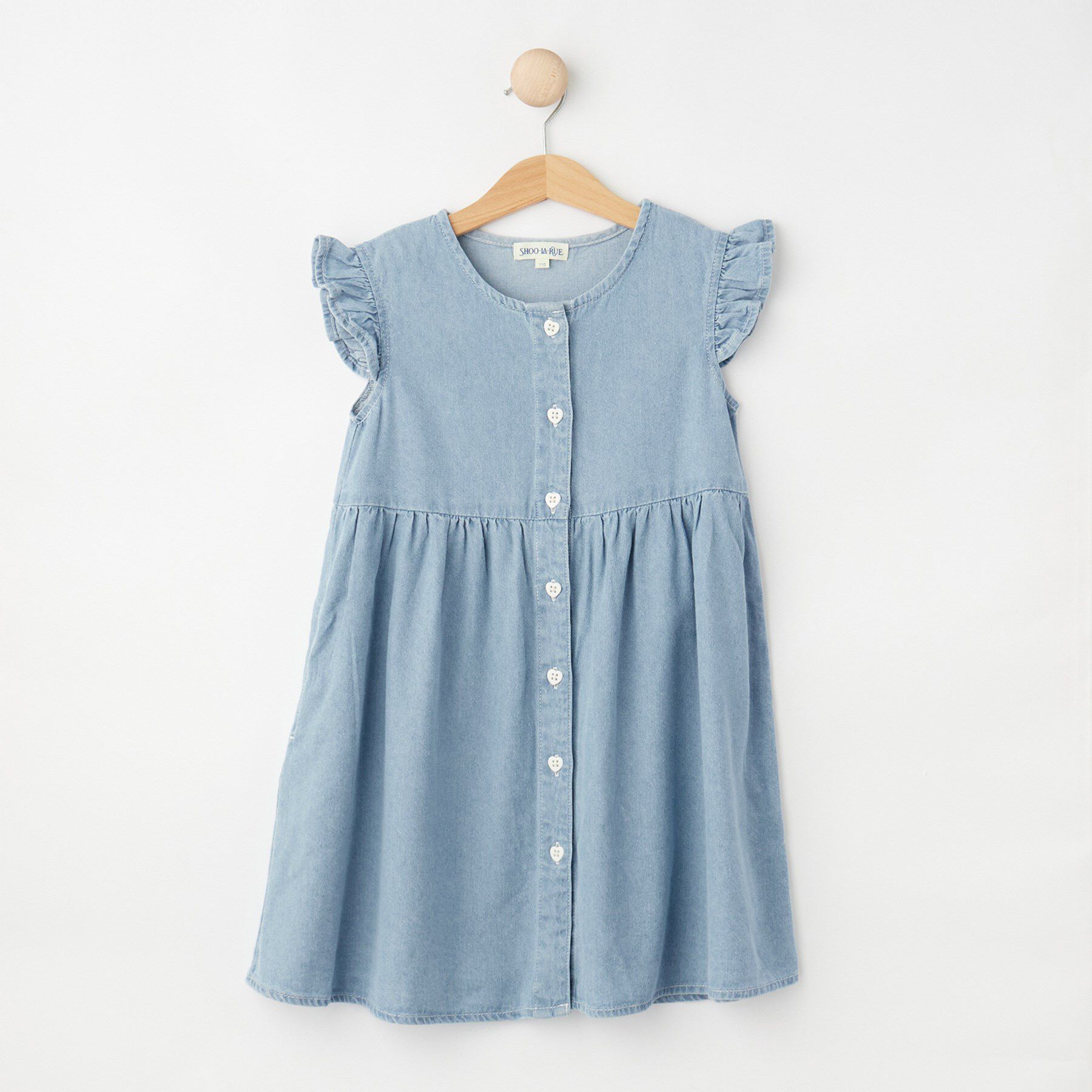 SHOO･LA･RUE「【100-150cm/ひんやり】ハートボタンデニムワンピース」|ワンピース|サックスブルー(09