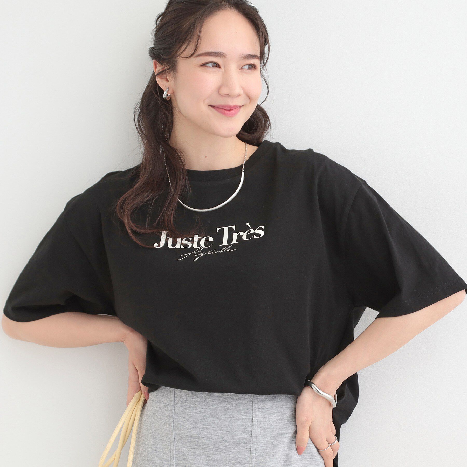 SHOO･LA･RUE「【綿100％/S-LL/プチプラ】選べる3柄 プリントアソートTシャツ」|Tシャツ・カットソー|ブラック(119)